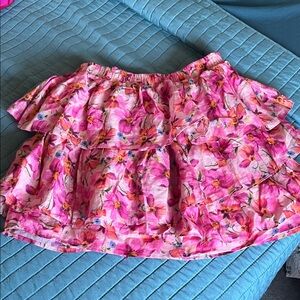 Endless Rose Pink Floral Tiered ruffled Mini Skirt